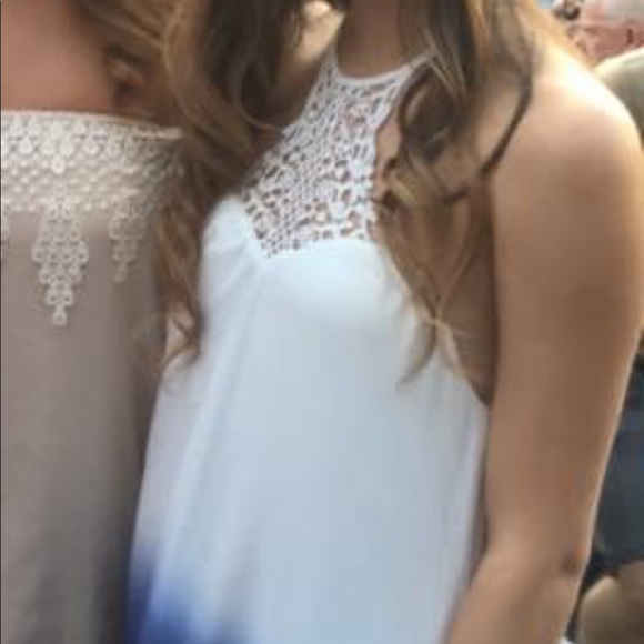 BLUE AND WHITE HALTER DRESS - Picture 6 of 6